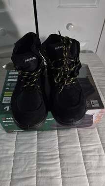 PARKSIDE Men's S3 Leather Safety Work Boots Black Steel Toe